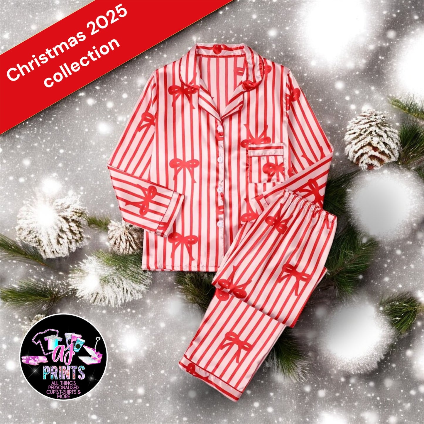 CANDY CANE BOW PJ’S