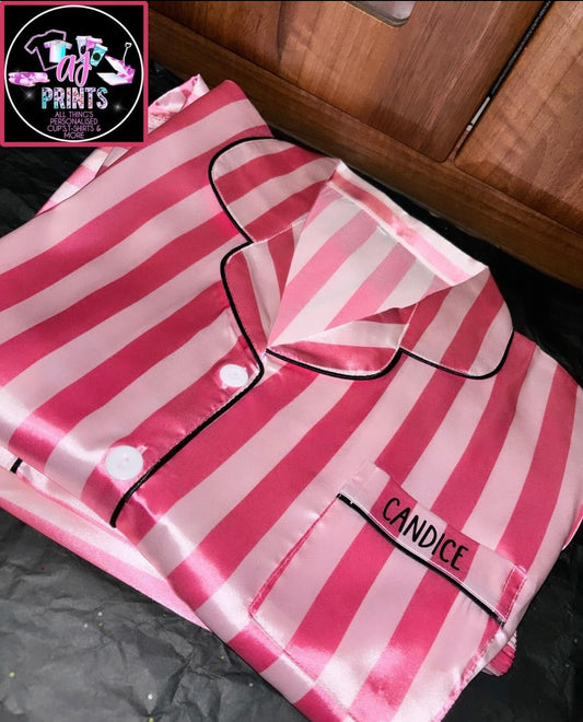 PINK/WHITE SHORT SET STRIPED PJ’S