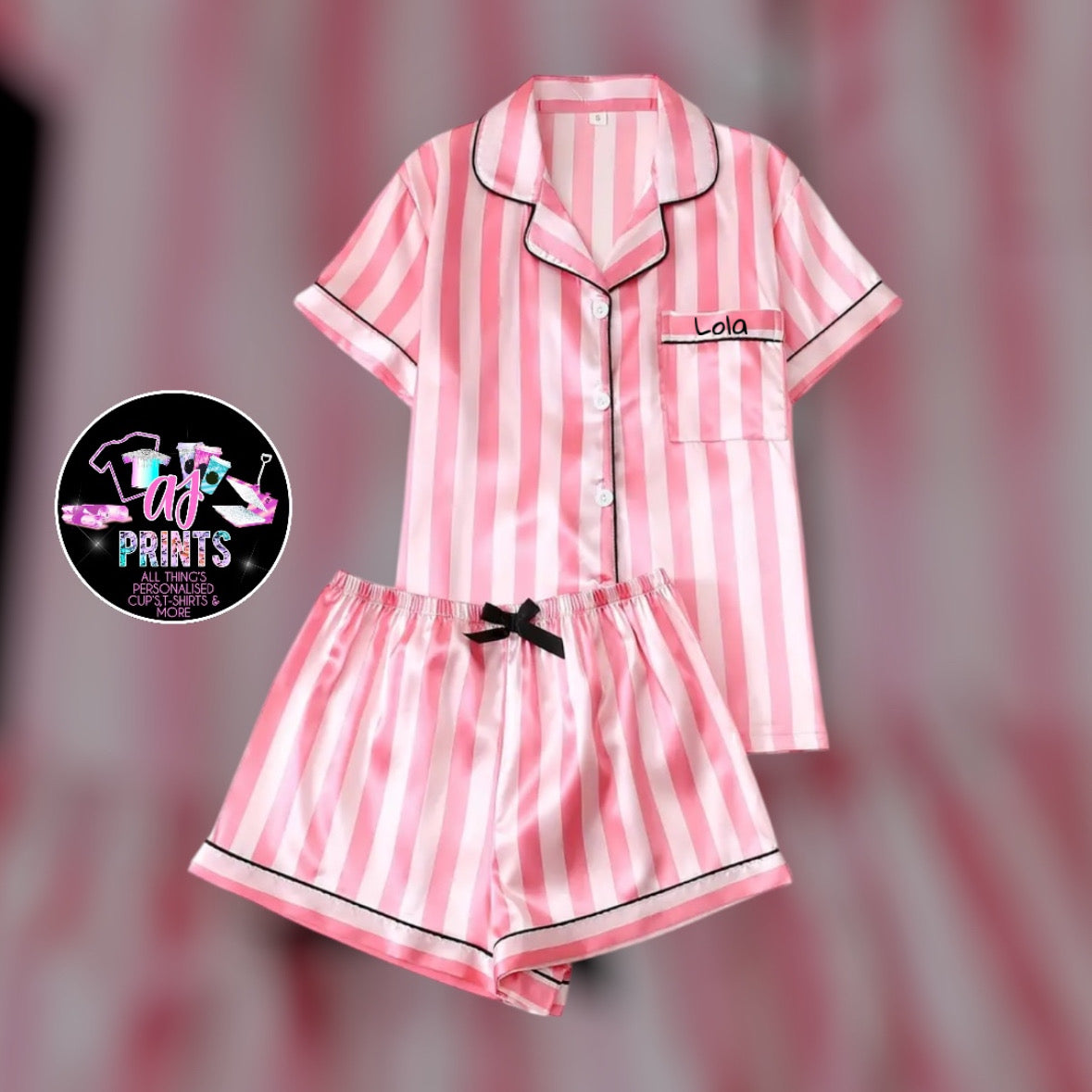 PINK/WHITE SHORT SET STRIPED PJ’S