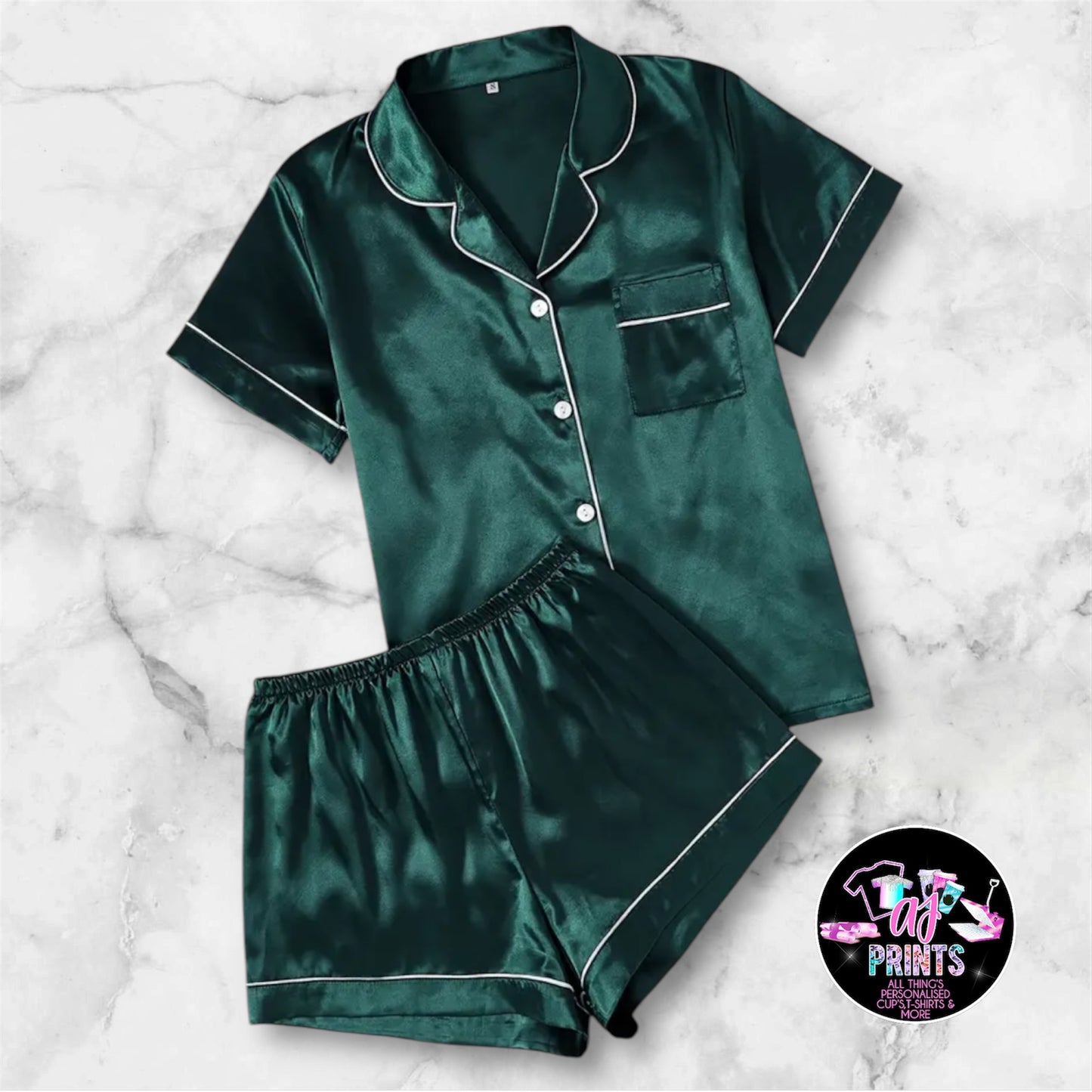 GREEN SILK SHORT PJ’S