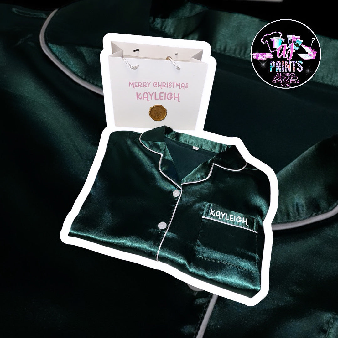 GREEN SILK SHORT PJ’S