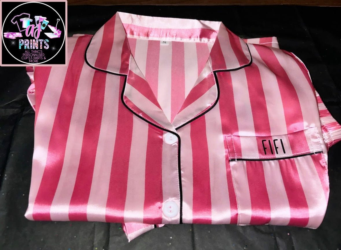 PINK/WHITE SHORT SET STRIPED PJ’S
