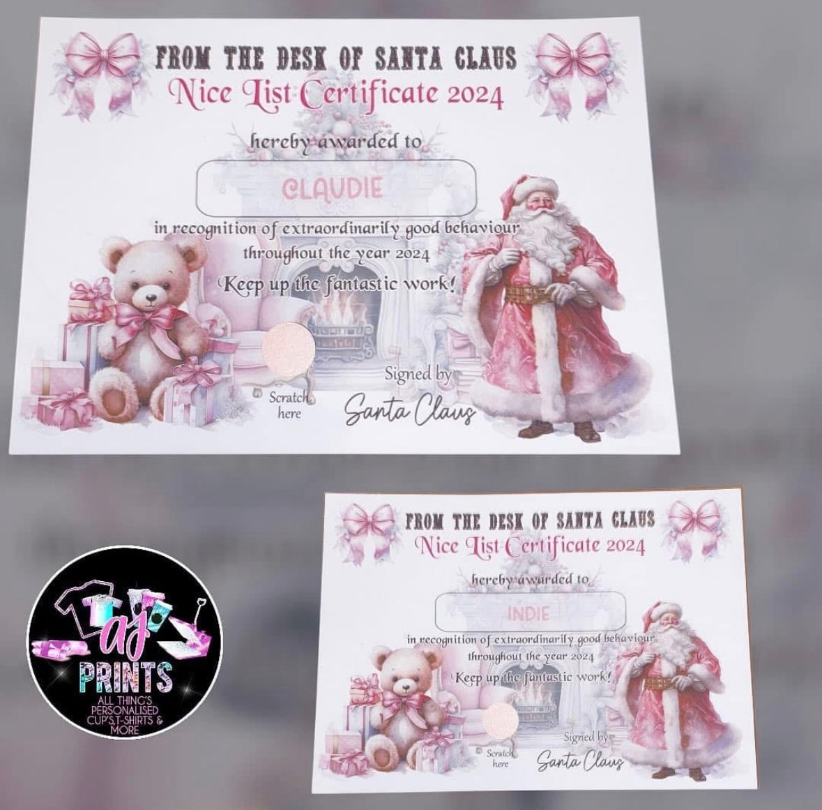 NICE LIST CERTIFICATE’S
