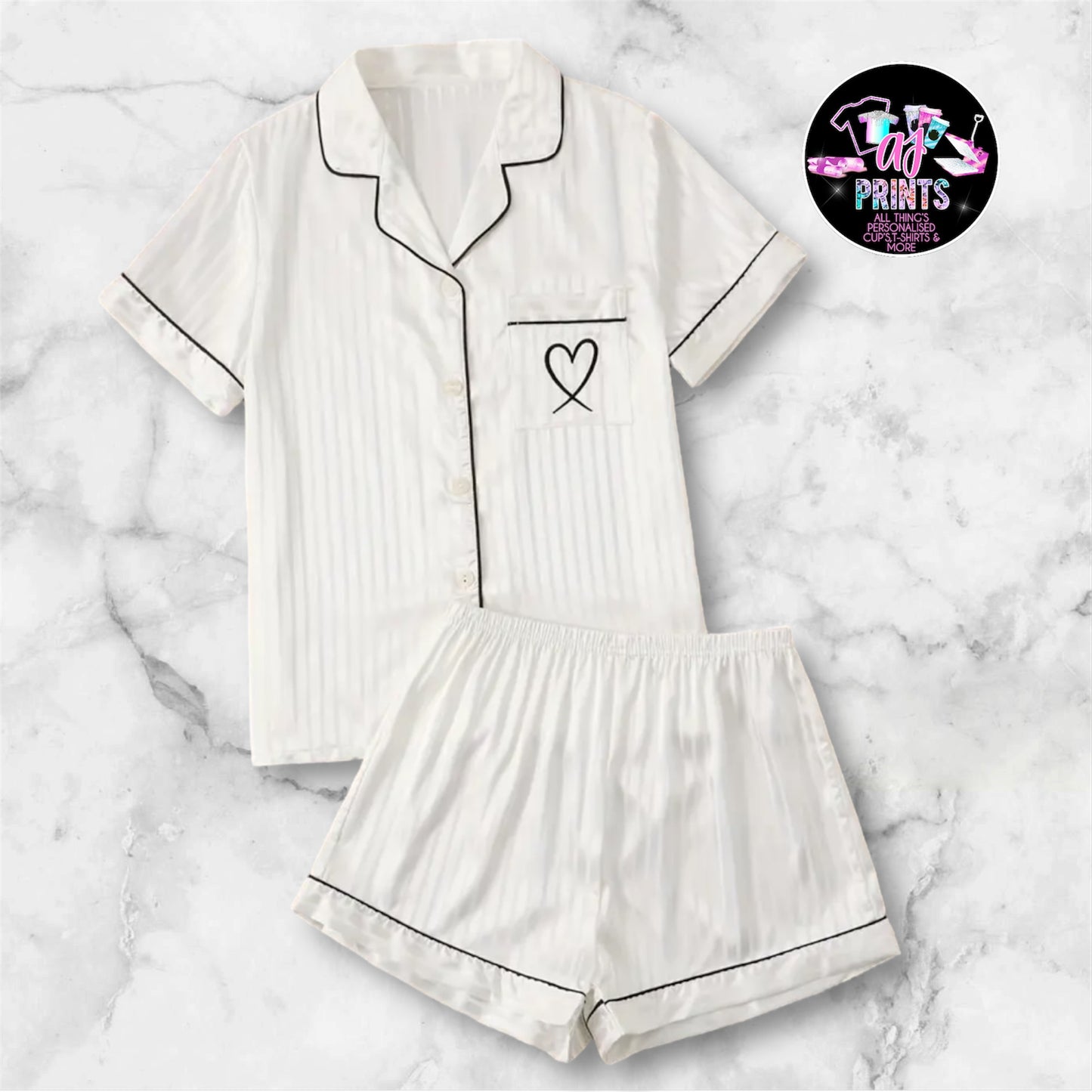 WHITE HEART SHORT PJ’S