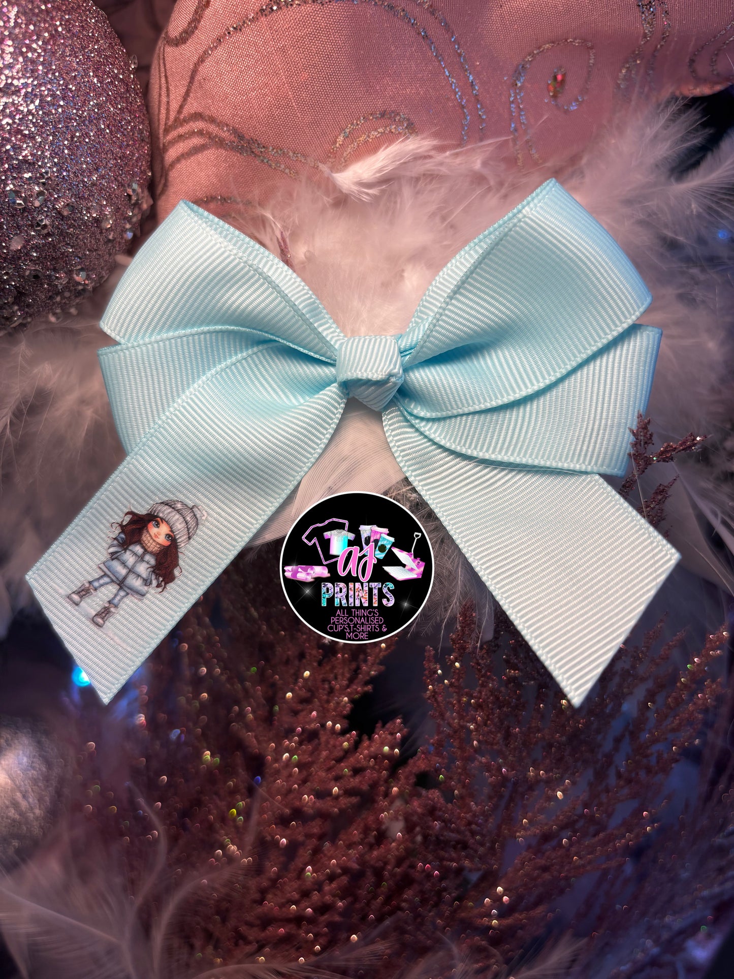 LIGHT BLUE WINTER DOLLY BOW
